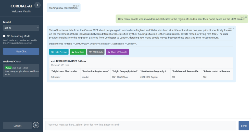 A screenshot of the prototype's UI.